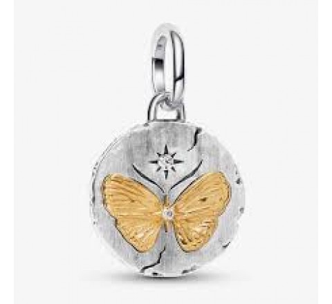 CHARM PANDORA PLATA BICOLOR MEDALLON MARIPOSA 764803C01