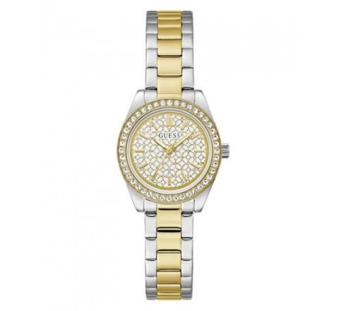 RELOJ GUESS CAJA Y ARMIS ACERO BICOLOR CIRCONITAS GW1100L3