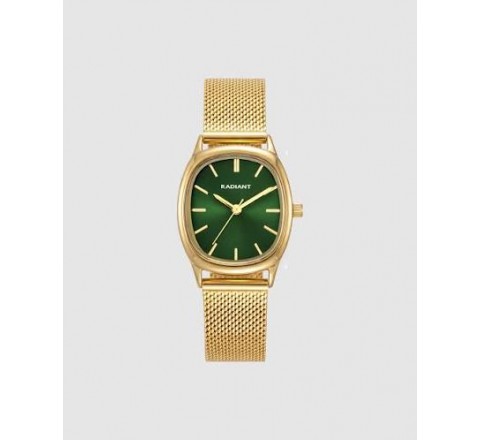 RELOJ RADIANT CAJA Y ARMIS DORADO CUADRADO VERDE RA705203