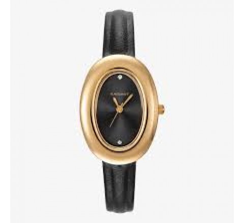 RELOJ RADIANT CAJA OVALADA DORADA CORREA NEGRA RA706202