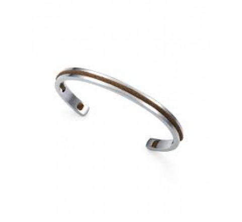 PULSERA VICEROY ACERO RIGIDA Y CORDON MARRON 14389P01011