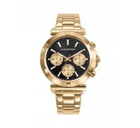 RELOJ VICEROY CAJA Y ARMIS ACERO DORADO ESF NEGRA 401310-57