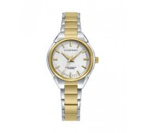 RELOJ VICEROY CAJA Y ARMIS ACERO BICOLOR DORADO 401362-87