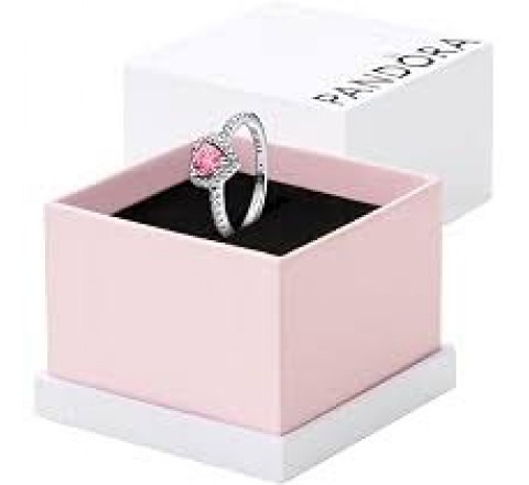 ANILLO PANDORA PLATA CORAZON ROSA Nº10 198421C03-50