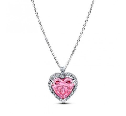 GARGANTILLA PANDORA PLATA CORAZON ROSA 394414C01-45