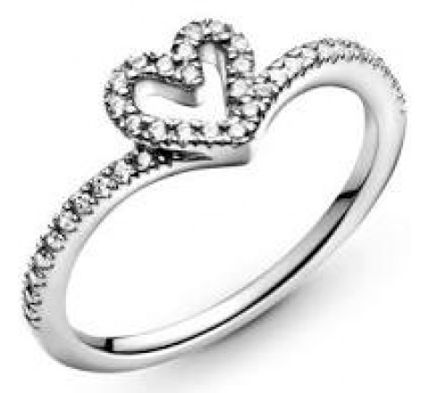 ANILLO PANDORA 199302C01-54 N?14 PLATA CORAZON CIRCONITAS