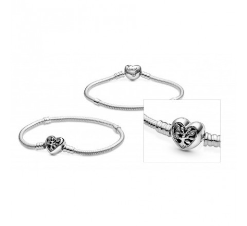 PULSERA PANDORA 598827C01-17 PLATA BROCHE CORAZON FAMILY