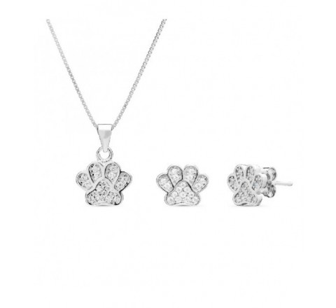 JUEGO PENDIENTES Y GARGANTILLA HUELLA PERRO JU2986