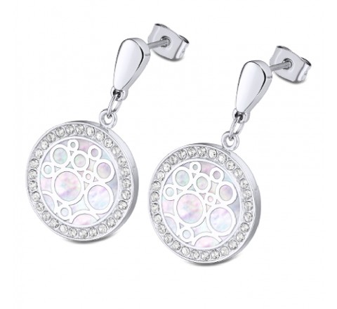 PENDIENTES LOTUS ACERO REDONDOS CIRCONITAS LS2179/4/1