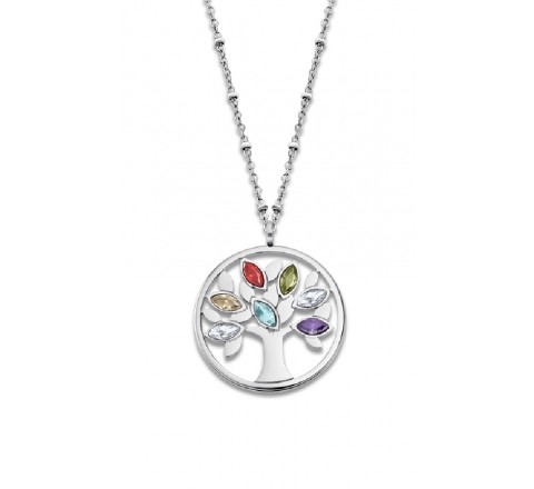 COLLAR LOTUS ACERO ARBOL VIDA PIEDRAS COLOR LS2192/1/1