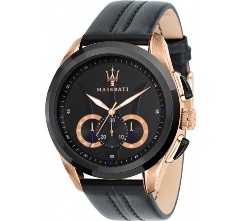 RELOJ MASERATI R8871612025 CORREA PIEL NEGRA CAJA ROSADA