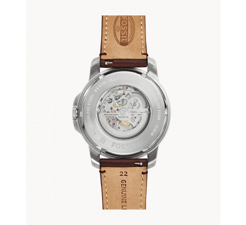 RELOJ FOSSIL AUTOMATICO CORREA PIEL MARRON ESFERA BEIGE ME3099