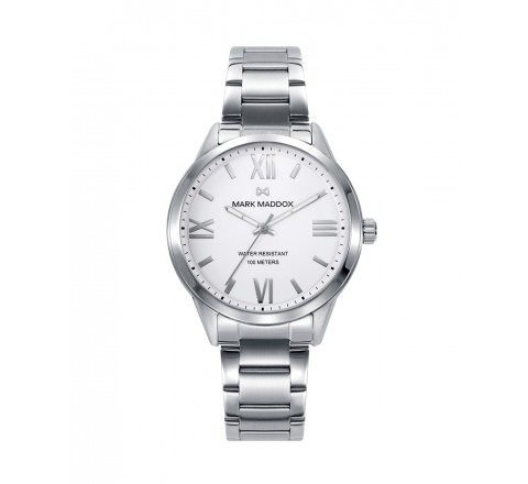 RELOJ MARK MADDOX CAJA Y ARMIS ACERO ESFERA BLANCA MM1009-03