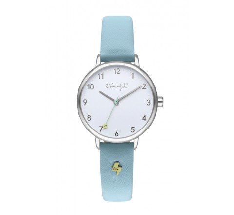 RELOJ MR WONDERFUL WR75200 CORREA PIEL AZUL ESFERA BLANCA