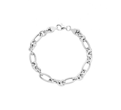 PULSERA PLATA ESLABONES LISOS Y LABRADOS PU5142R