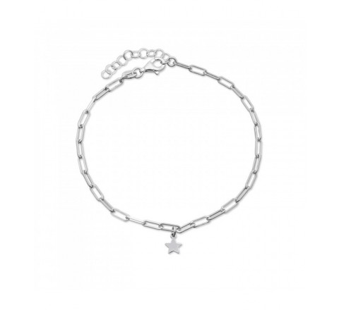 PULSERA PLATA ESLABON RECTANGULAR ESTRELLA COLGANDO PU5027R