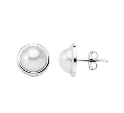 PENDIENTES PLATA MEDIA PERLA 10MM CERCO PE2917