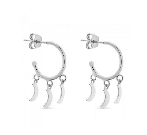 PENDIENTES PLATA ARO 1,3 X 15MM PRESION 3 LUNAS PE5711R