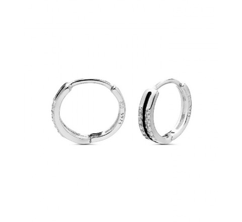 PENDIENTES PLATA ARO CIRCONITAS Y ESMALTE NEGRO PE5968R
