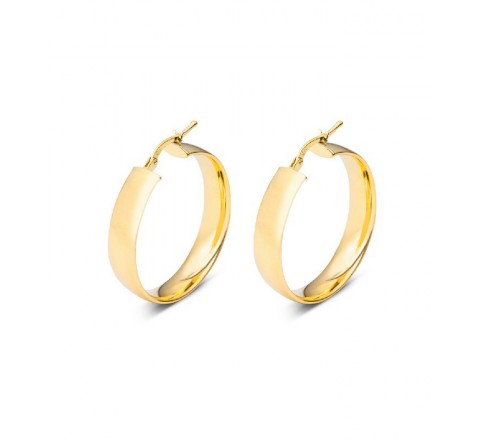 PENDIENTES PLATA DORADA ARO PLANO LISO 6X25MM PE4877CH