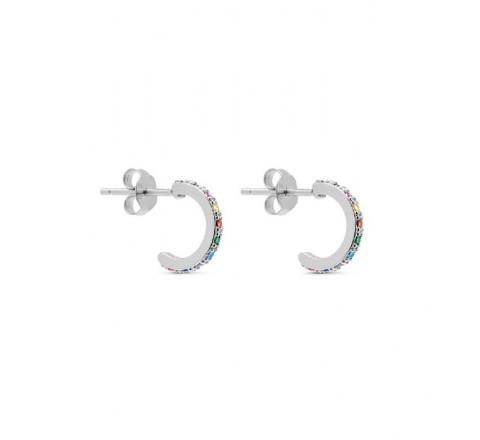 PENDIENTES PLATA ARO CIRCONITAS MULTICOLOR PE5760/24R
