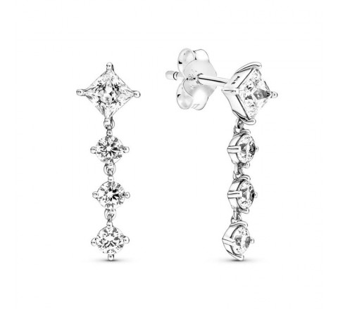 PENDIENTES PANDORA PLATA CUADRADO CIRCONITAS 290045C01
