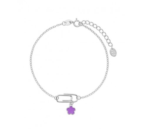 PULSERA MAREA PLATA ALFILER FLOR LILA COLGANDO D02403/AC