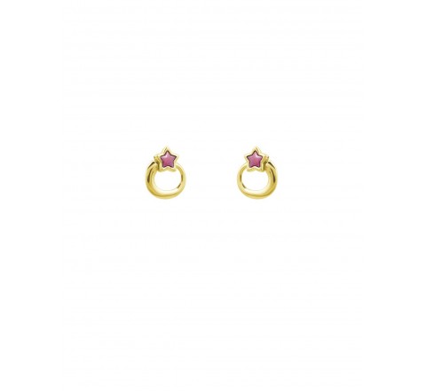 PENDIENTES CICLON DORADO REDONDO ESTRELLA ROSA 220615-09