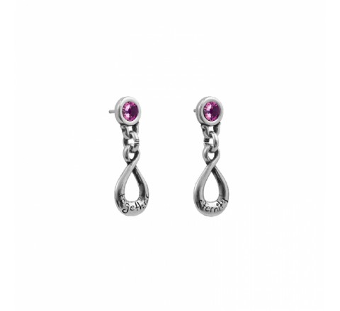 PENDIENTES CICLON ZAMAK INFINITO PIEDRA FUCSIA 213600-31