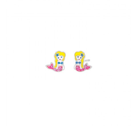 PENDIENTES MAREA PLATA SIRENA CON COLOR D02401/AW