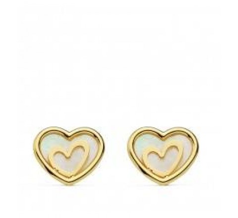 PENDIENTES ORO18KTES CORAZONES NACAR 18834