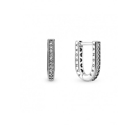 PENDIENTES PANDORA PLATA AROS OVALADOS CIRCONITAS 299488C01