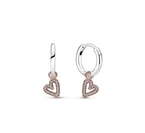 PENDIENTES PANDORA PLATA ARO CORAZON ROSADO 280090C01