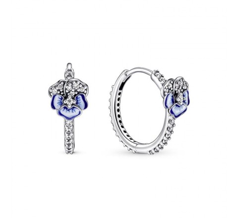 PENDIENTES PANDORA PLATA FLOR PENSAMIENTO AZUL 290775C01
