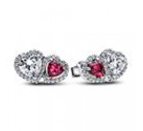 PENDIENTES PANDORA BOTON HALO CORAZONES 293633C01