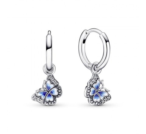 PENDIENTES PANDORA PLATA AROS MARIPOSA AZUL 290778C01