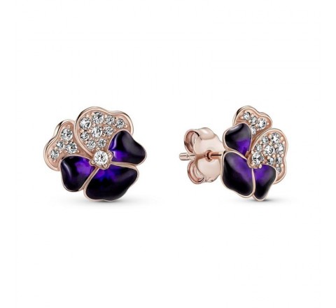 PENDIENTES PANDORA PLATA ROSADA FLOR PENSAMIENTO 280781C01