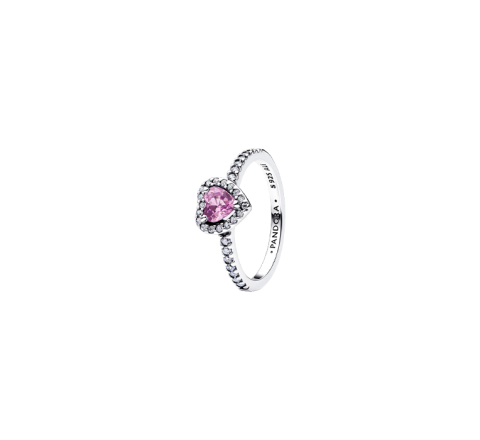 ANILLO PANDORA PLATA CORAZON ELEVADO LILA Nº16 198421C12-56