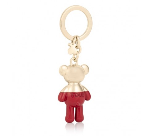 LLAVERO TOUS METAL TEDDY BEAR DORADO-ROJO 195970343