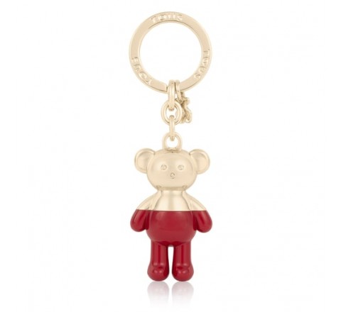 LLAVERO TOUS METAL TEDDY BEAR DORADO-ROJO 195970343