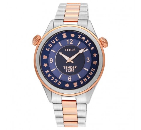 RELOJ TOUS ACERO BICOLOR ROSADO ESFERA AZUL 200350630