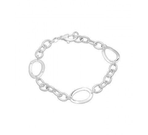 PULSERA PLATA ESLABONES OVAL TRES MAS GRANDES PU4826