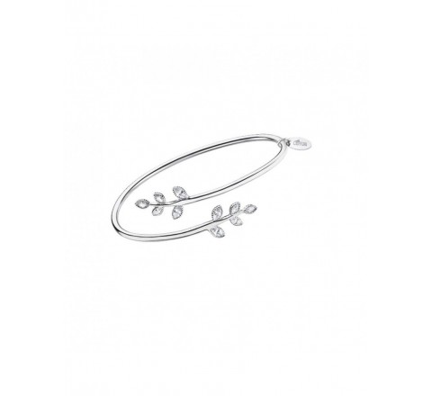 PULSERA LOTUS PLATA RIGIDA HOJAS CIRCONITAS LP1783-2/1