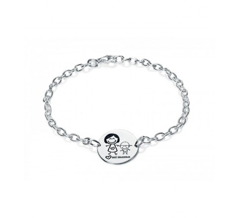 PULSERA PLATA MEDALLA MAMA Y NI?O PU4094