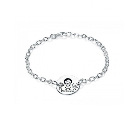 PULSERA PLATA MEDALLA MAMA NIÑO NIÑA PU4098