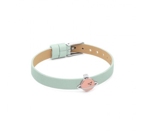 PULSERA MR WONDERFUL WJ30304 CUERO VERDE PLANETA ESMALTE