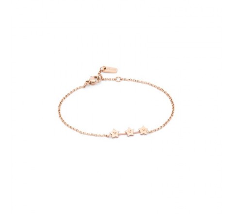 PULSERA MR WONDERFUL WJ30204 ACERO CHAPADO ROSADO ESTRELLAS