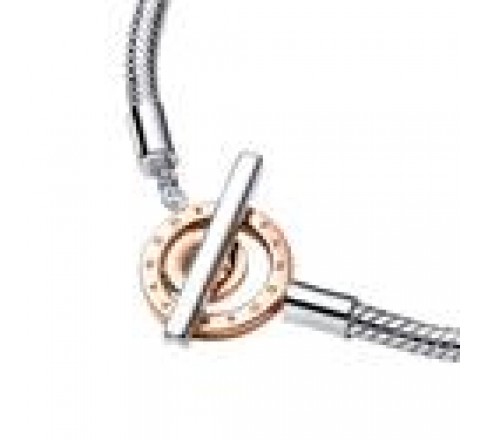 PULSERA PANDORA PLATA BROCHE ROSADO EN 1 19CM 582309C00-19