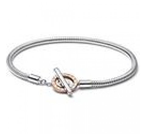 PULSERA PANDORA PLATA BROCHE ROSADO EN 1 18CM 582309C00-18