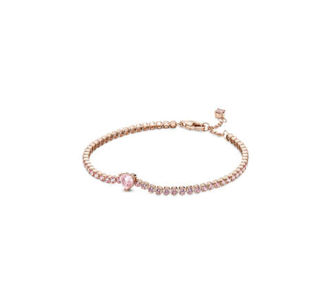 PULSERA PANDORA PLATA ROSADA CIRCONITAS ROSAS 580041C01-20